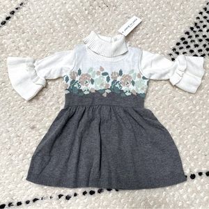 NWT Janie & Jack floral knit long sleeve turtle neck dress (12/18 months)